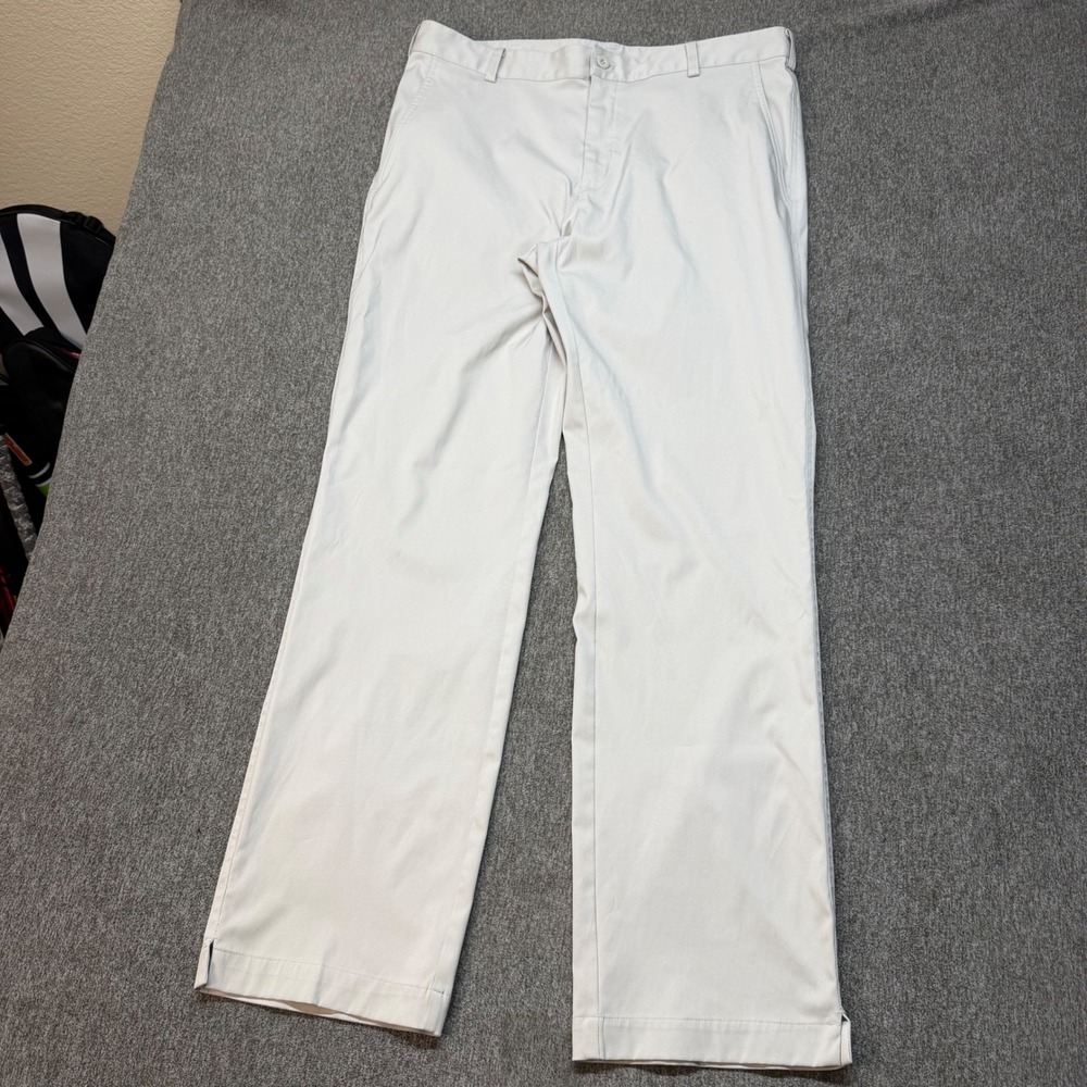 Nike Golf Dri-FIT Pants Mens 34x32 Beige Flat Front Trousers Stone 1258